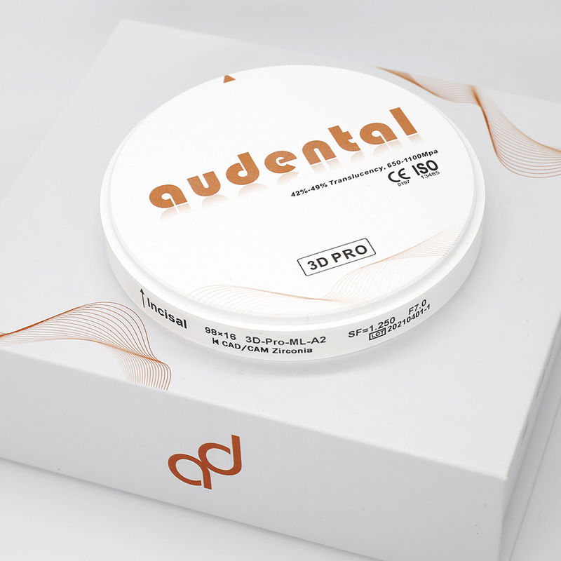 قیمت کارخانه Audental بلوک زیرکونیای لابراتوار دندانپزشکی مواد مصرفی دندان 98 میلی‌متری دیسک زیرکونیوم 3D Pro