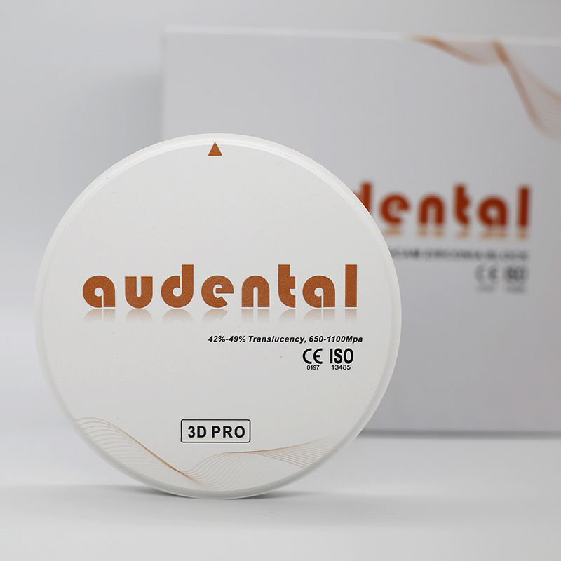 Audental 3d Pro Zirconia Block 1200Mpa 98mm CAD CAM System مواد آزمایشگاهی دندانپزشکی 10-30mm برای تاج داخلی
