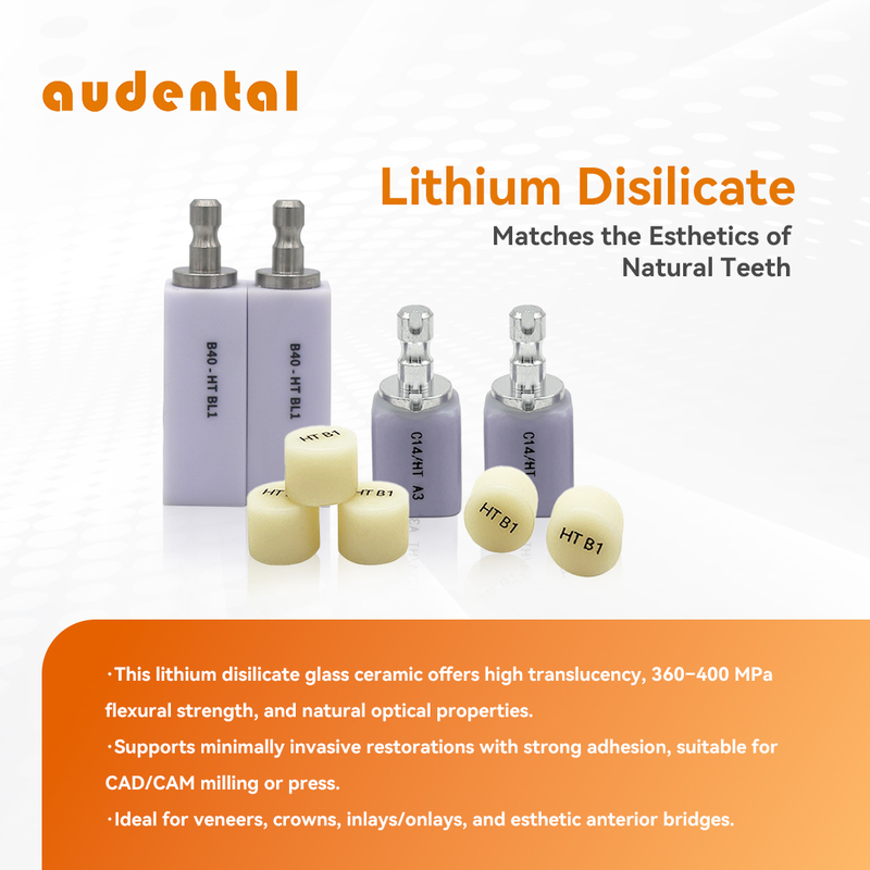 مواد آزمایشگاهی دندانپزشکی آودنتال شیشه سرامیکی Zirconia بلوک لیتیوم دیسیلیکات بلوک Ingot برای بازسازی دندان