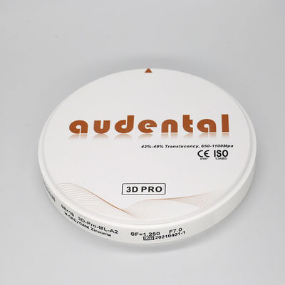 بلوک زیرکونیوم 98 میلی متری Audental بلوک زیرکونیوم بالا 650-1100Mpa بلوک زیرکونیوم سفید برای آزمایشگاه دندان CAD CAM سیستم آسیاب