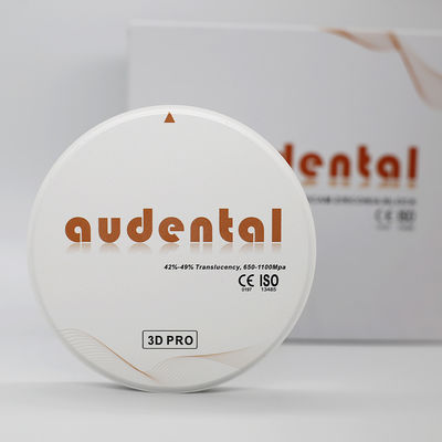 Audental 3d Pro Zirconia Block 1200Mpa 98mm CAD CAM System مواد آزمایشگاهی دندانپزشکی 10-30mm برای تاج داخلی